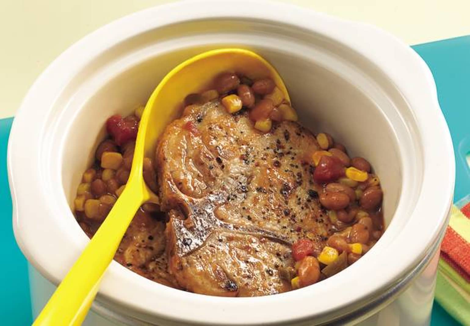 Pork Chops with Salsa Beans